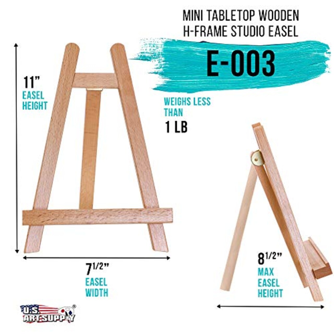 10.5" Small Tabletop Display Stand A-Frame Artist Easel - Beechwood Tripod, Kids Student Classroom School Painting Party Table Desktop Easel - Portable Canvas Photo Picture Sign Holder, 1-Pack